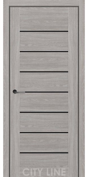 Межкомнатные двери CityLine Express CLINTON korfad-express-clinton-dub-gladstoun-grei-oscar-collection-s-cernym-steklom